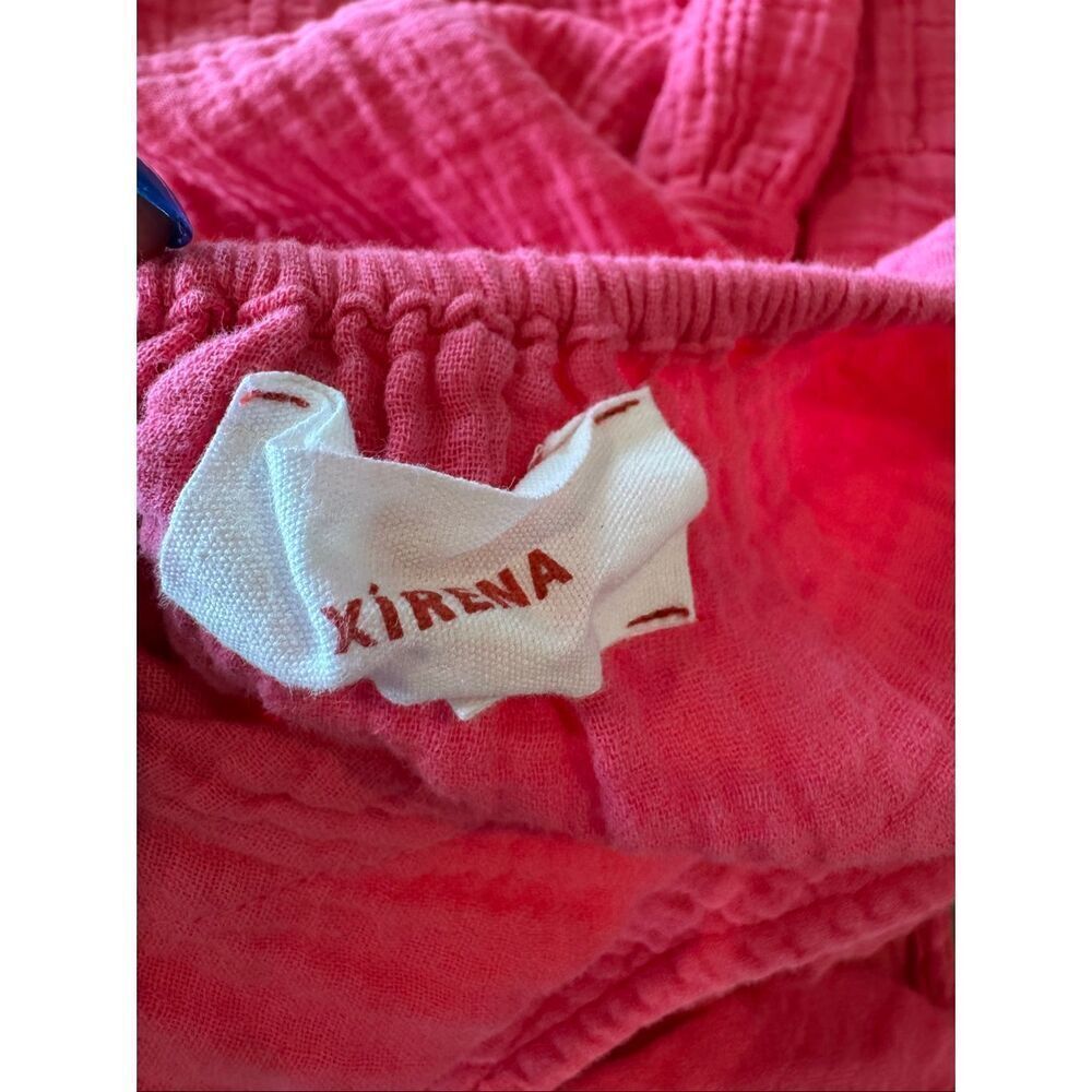 Xirena Nissa Pink Cotton Gauze Tiered Mini Dress V Neck Open Tie Back Large - Picture 8 of 9